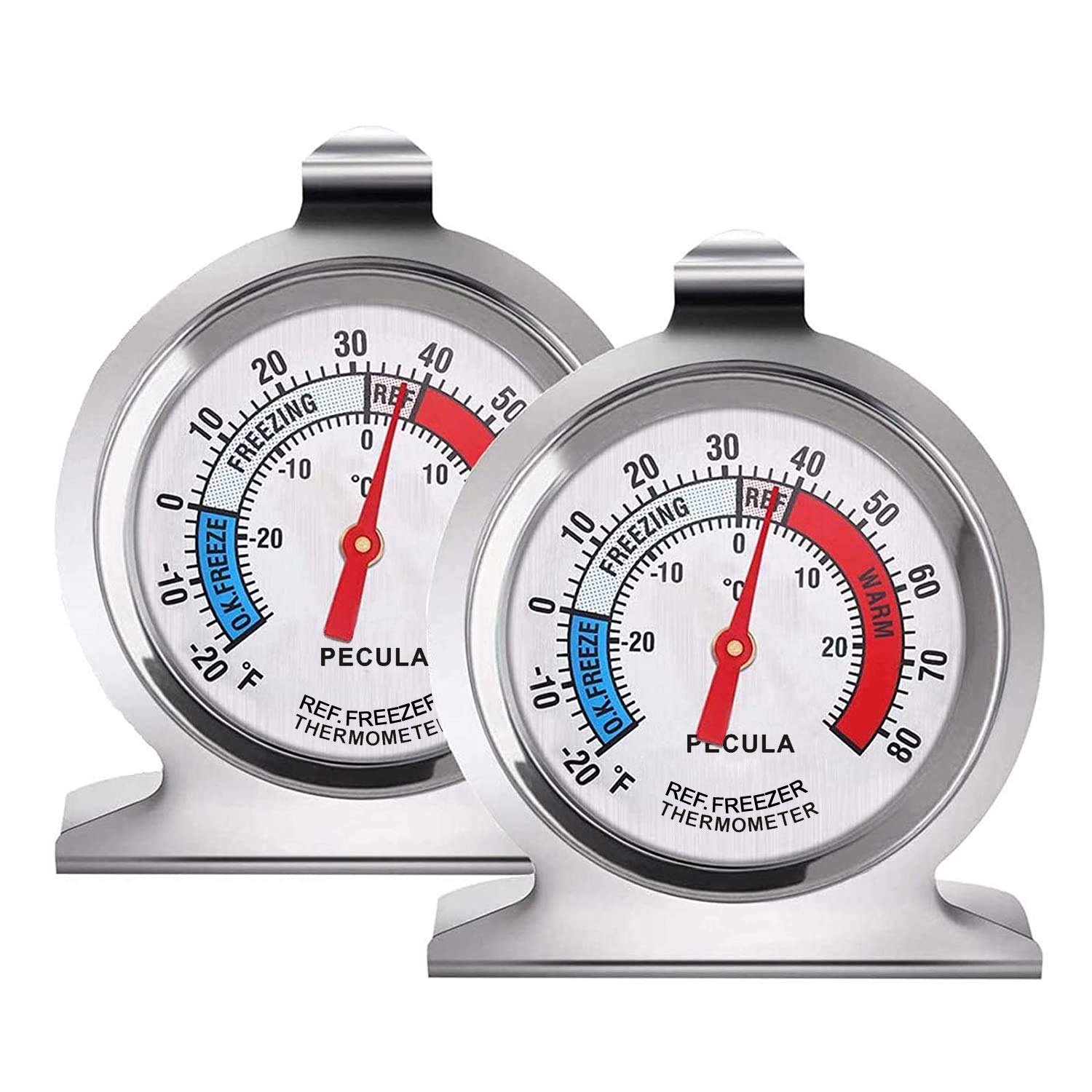 3 Pcs Refrigerator Freezer Thermometer Classic Large Dial Fridge Thermometers Fahrenheit and Celsius Cooler Temperature Monitor with Indicator 